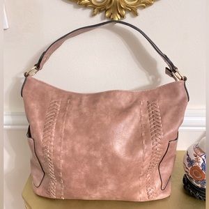 Baby pink faux leather shoulder bag